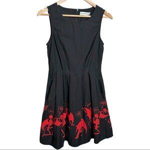 Black Friday Womens Skeleton Demon Print Dress Size 8‎ Occult Grunge Dark Punk